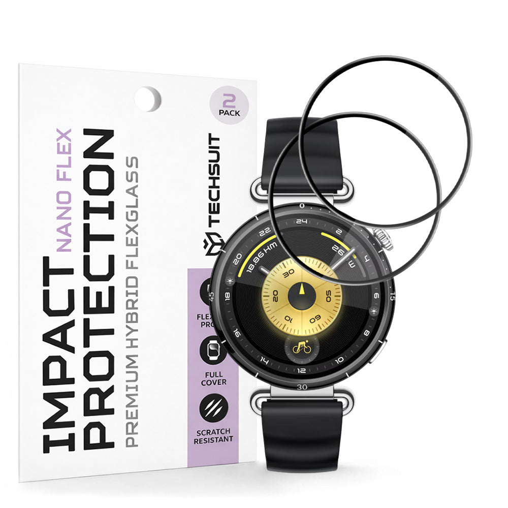 Beskyttelsesfolie Techsuit Nano Flex for Huawei Watch GT 6 41mm, Sett med 2 stykker, Plast, Svart