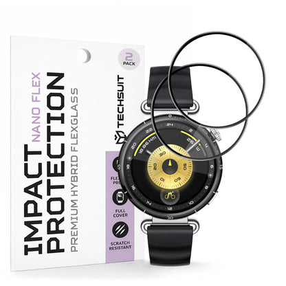 Beskyttelsesfolie Techsuit Nano Flex for Huawei Watch GT 6 41mm, Sett med 2 stykker, Plast, Svart