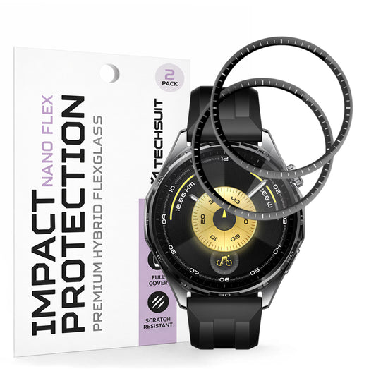 Techsuit Nano Flex beskyttelsesfilm for Huawei Watch GT 6 46mm, Sett med 2 stykker, Plast, Svart