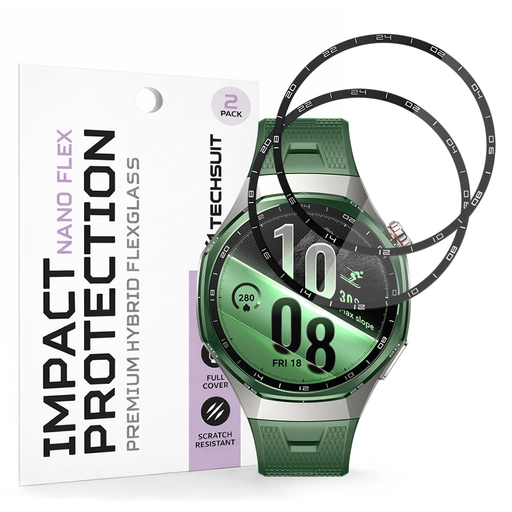 Techsuit Nano Flex beskyttelsesfilm for Huawei Watch GT 7 Pro, plast, sett med 2 stk., svart