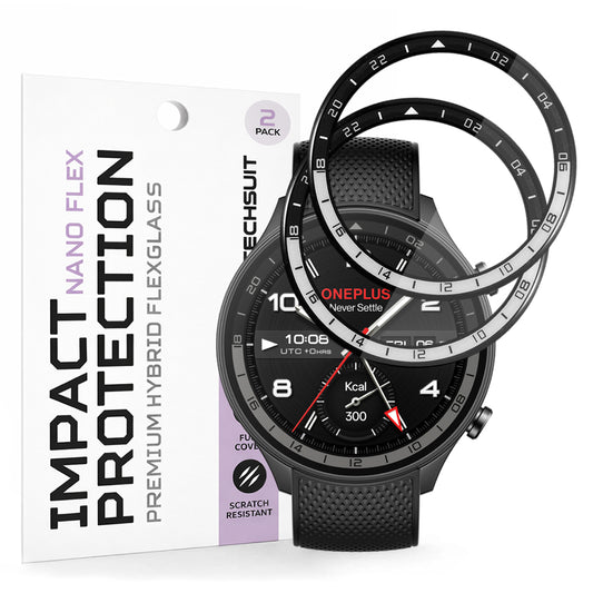 Beskyttelsesfolie Techsuit Nano Flex for OnePlus Watch 2R, Sett med 2 stykker, Plast, Svart