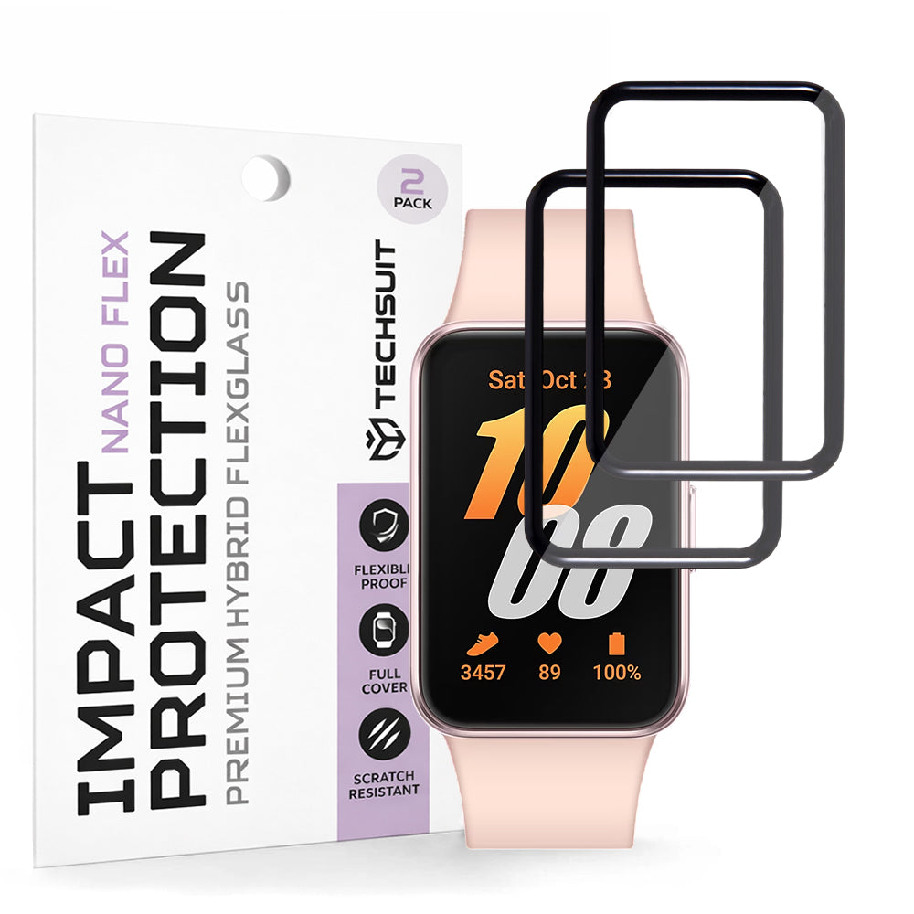 Techsuit Nano Flex Beskyttelsesfilm for Samsung Galaxy Fit3 R39M, Sett med 2 stk, Plast, Svart