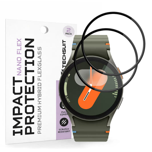 Beskyttelsesfolie Techsuit Nano Flex for Samsung Galaxy Watch7 40mm, Sett med 2 stykker, Plast, Svart