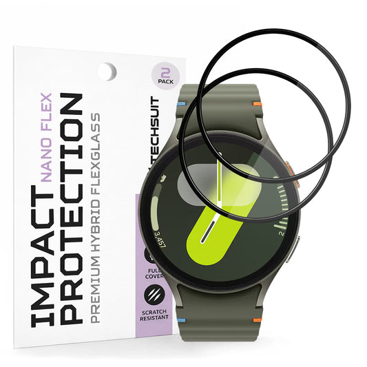 Beskyttelsesfolie Techsuit Nano Flex for Samsung Galaxy Watch7 44mm, Sett med 2 stykker, Plast, Svart