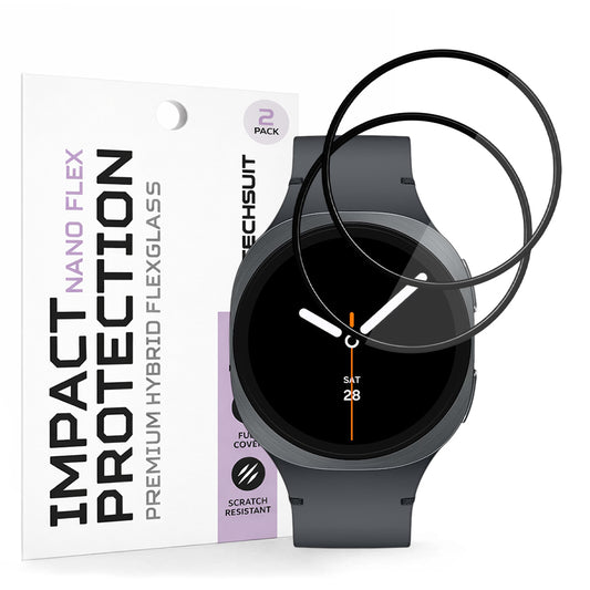 Beskyttelsesfolie Techsuit Nano Flex for Samsung Galaxy Watch8 40mm, Sett med 2 stykker, Plast, Svart