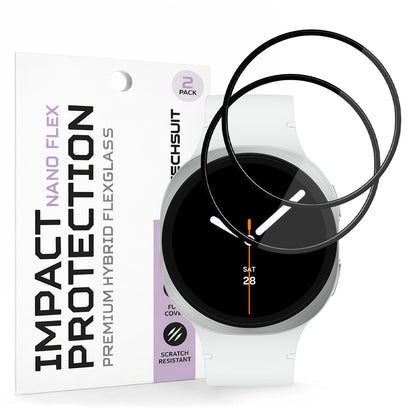 Beskyttelsesfolie Techsuit Nano Flex for Samsung Galaxy Watch8 44mm, Sett med 2 stykker, Plast, Svart