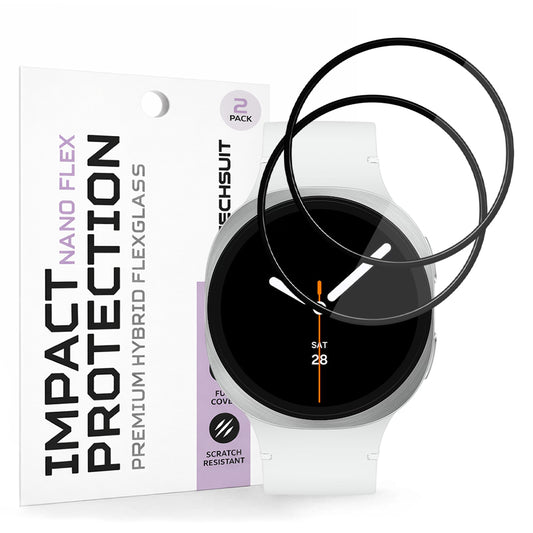 Beskyttelsesfolie Techsuit Nano Flex for Samsung Galaxy Watch8 44mm, Sett med 2 stykker, Plast, Svart