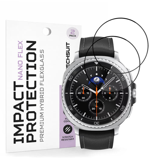 Techsuit Nano Flex beskyttelsesfilm for Samsung Galaxy Watch8 Classic, Sett med 2 stykker, Plast, Svart