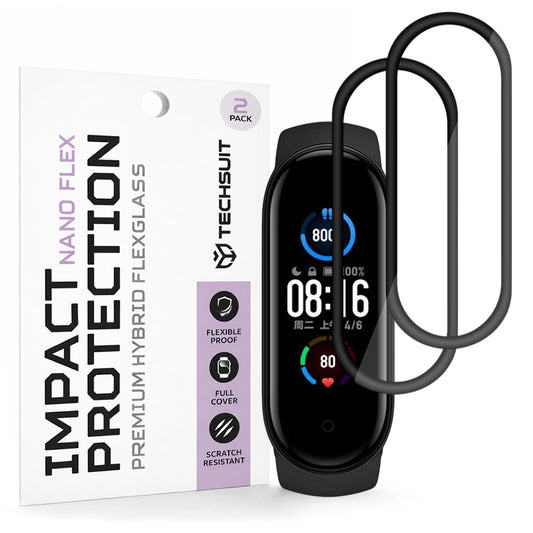 Beskyttelsesfolie Techsuit Nano Flex for Xiaomi Smart Band 6 / 5, Sett med 2 stykker, Plast, Svart