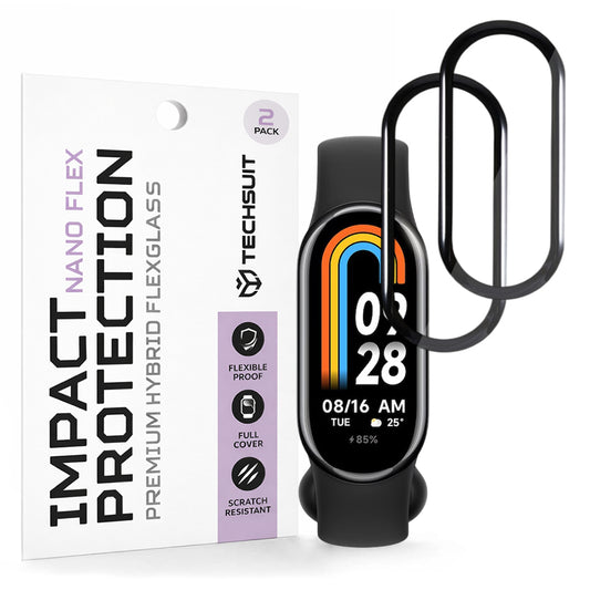 Techsuit Nano Flex beskyttelsesfilm for Xiaomi Smart Band 8, Sett med 2 stykker, Plast, Svart