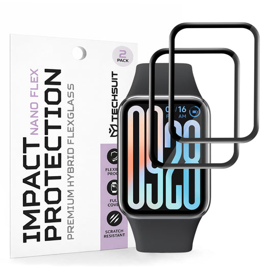 Beskyttelsesfolie Techsuit Nano Flex for Xiaomi Smart Band 9 Pro, Sett med 2 stykker, Plast, Svart