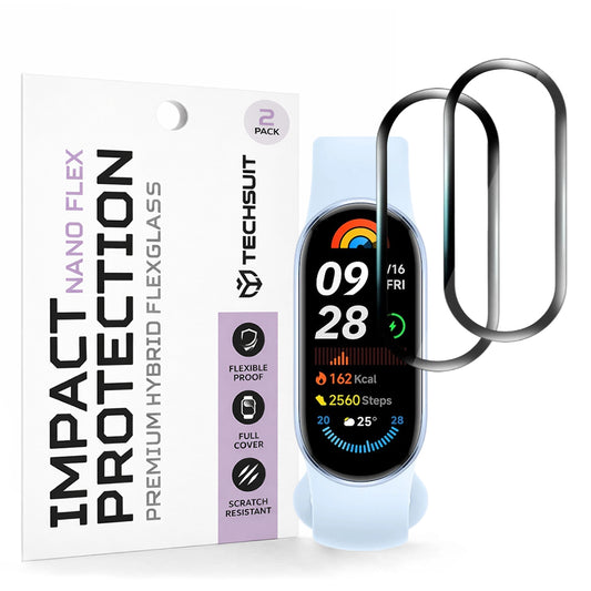 Beskyttelsesfolie Techsuit Nano Flex for Xiaomi Smart Band 9, Sett med 2 stykker, Plast, Svart