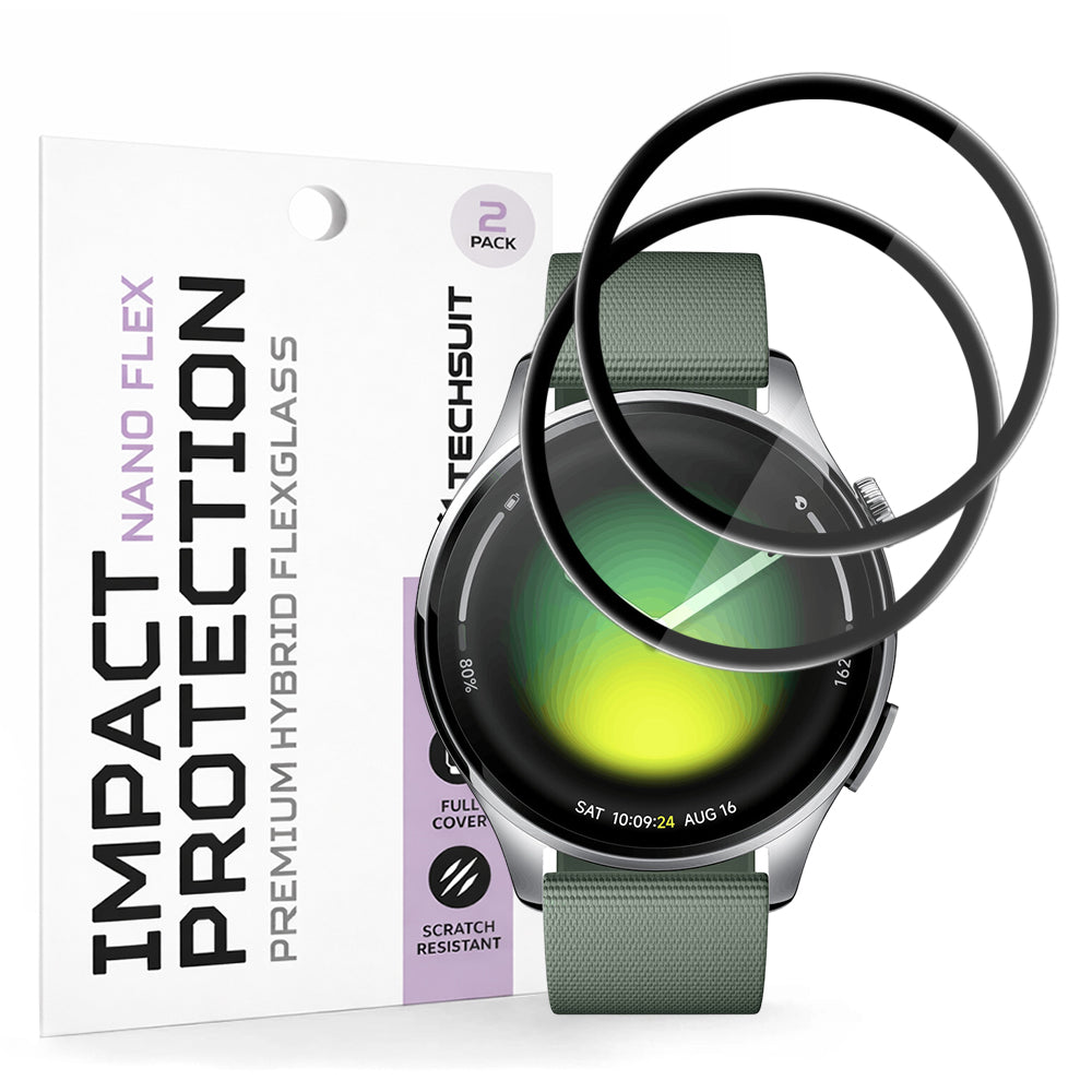 Beskyttelsesfolie Techsuit Nano Flex for Xiaomi Watch 5, Sett med 2 stykker, Plast, Svart