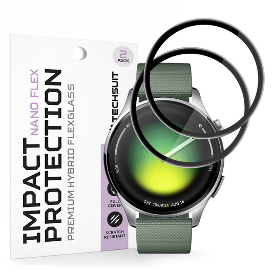 Beskyttelsesfolie Techsuit Nano Flex for Xiaomi Watch 5, Sett med 2 stykker, Plast, Svart