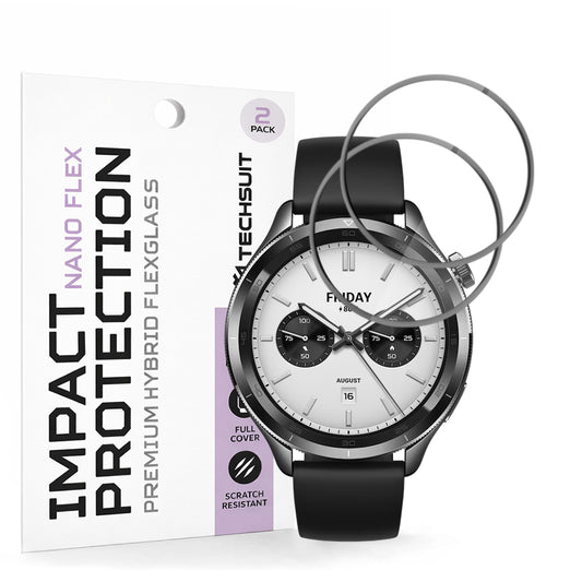 Beskyttelsesfolie Techsuit Nano Flex for Xiaomi Watch S4, Sett med 2 stykker, Plast, Svart