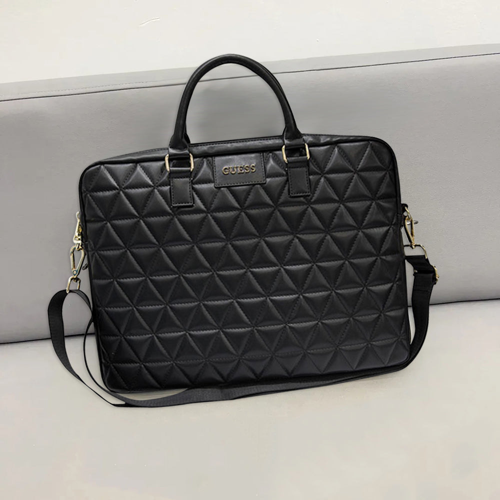 Guess Quilted-veske for 15-tommers laptop, svart
