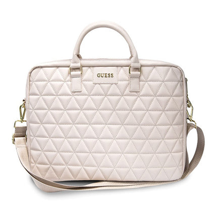 Guess Quilted-veske for 15-tommers laptop, Rosa