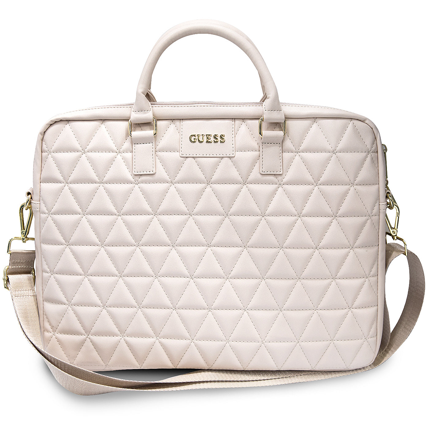 Guess Quilted-veske for 15-tommers laptop, Rosa