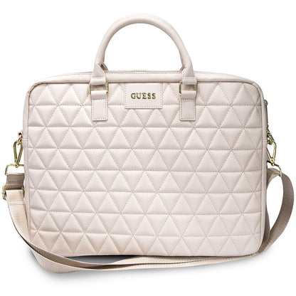 Guess Quilted-veske for 15-tommers laptop, Rosa