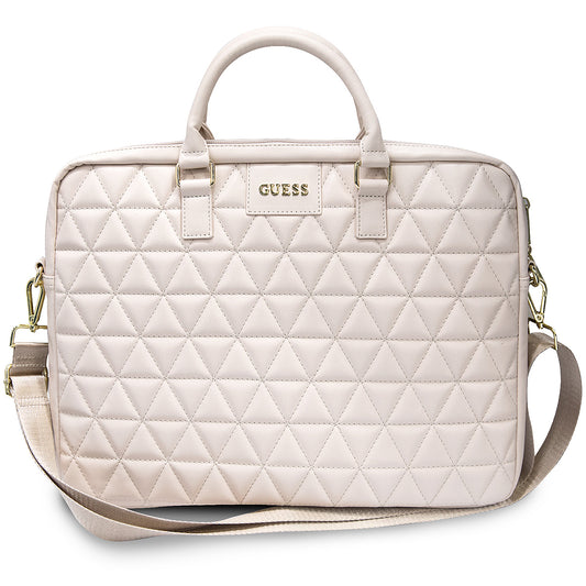 Guess Quilted-veske for 15-tommers laptop, Rosa