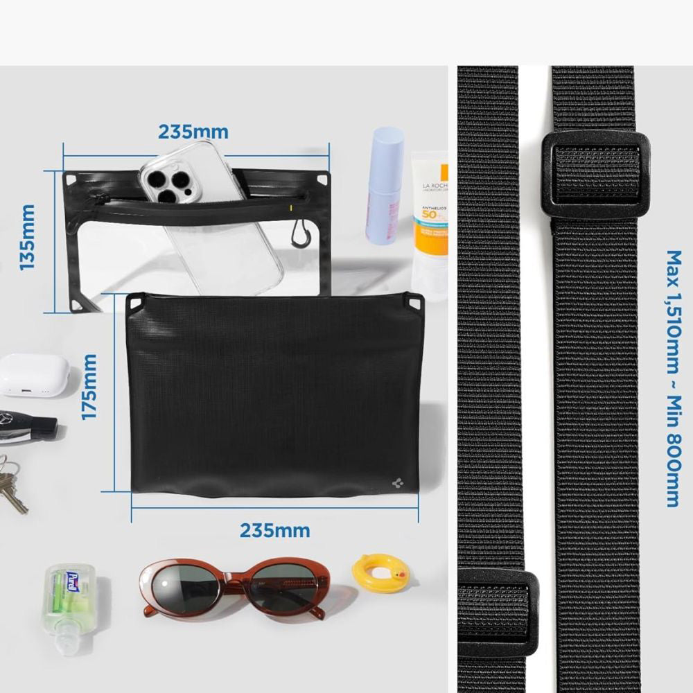 Vanntett universell veske og deksel Spigen Crossbag, svart AMP09746