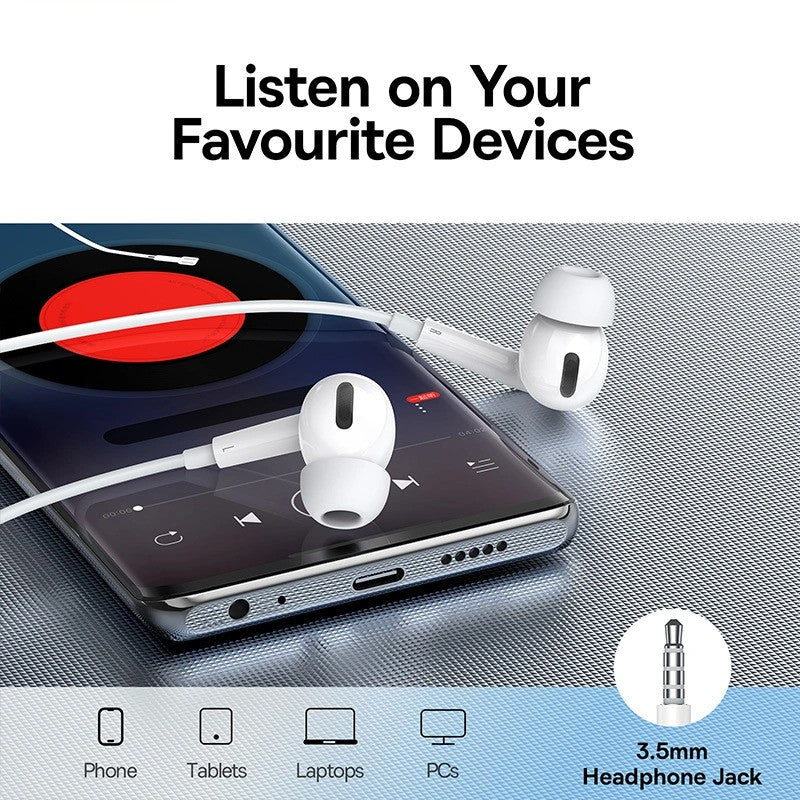 Handsfree 3.5mm Baseus Encok H18, Hvit