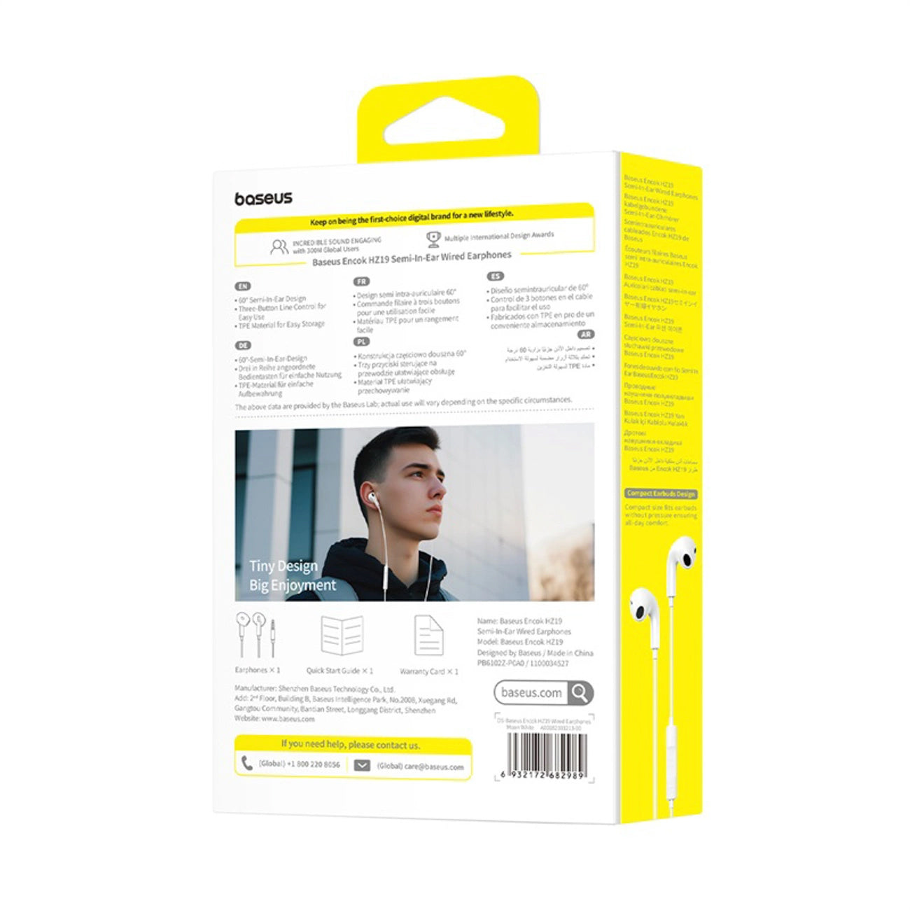 Handsfree 3.5mm Baseus Encok HZ19, Hvit A00182301213-00