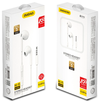 Handsfree 3,5 mm Dudao X14Pro, hvit