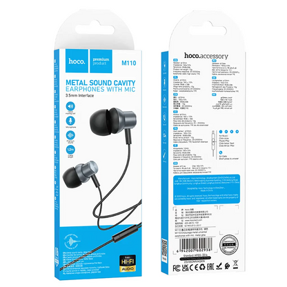 Handsfree 3,5 mm HOCO M110, Grå