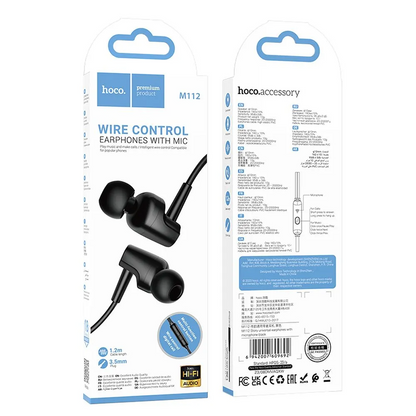 Handsfree 3.5mm HOCO M112, Svart