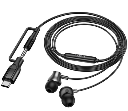 Handsfree 3,5 mm / USB-C HOCO M119A, Svart