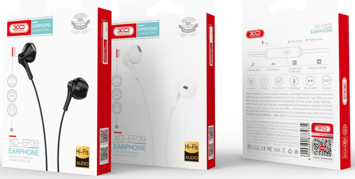 Handsfree 3.5mm XO Design EP39, Hvit