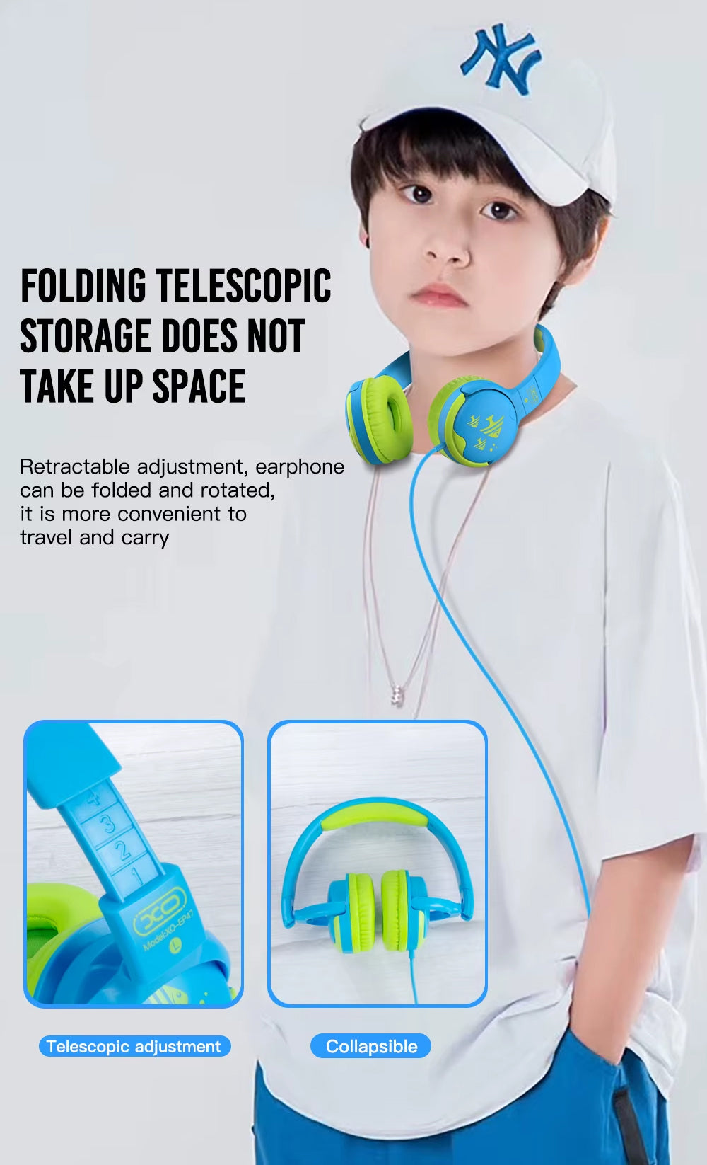 Hodetelefoner 3.5mm XO Design EP47 Study Kids, Gule