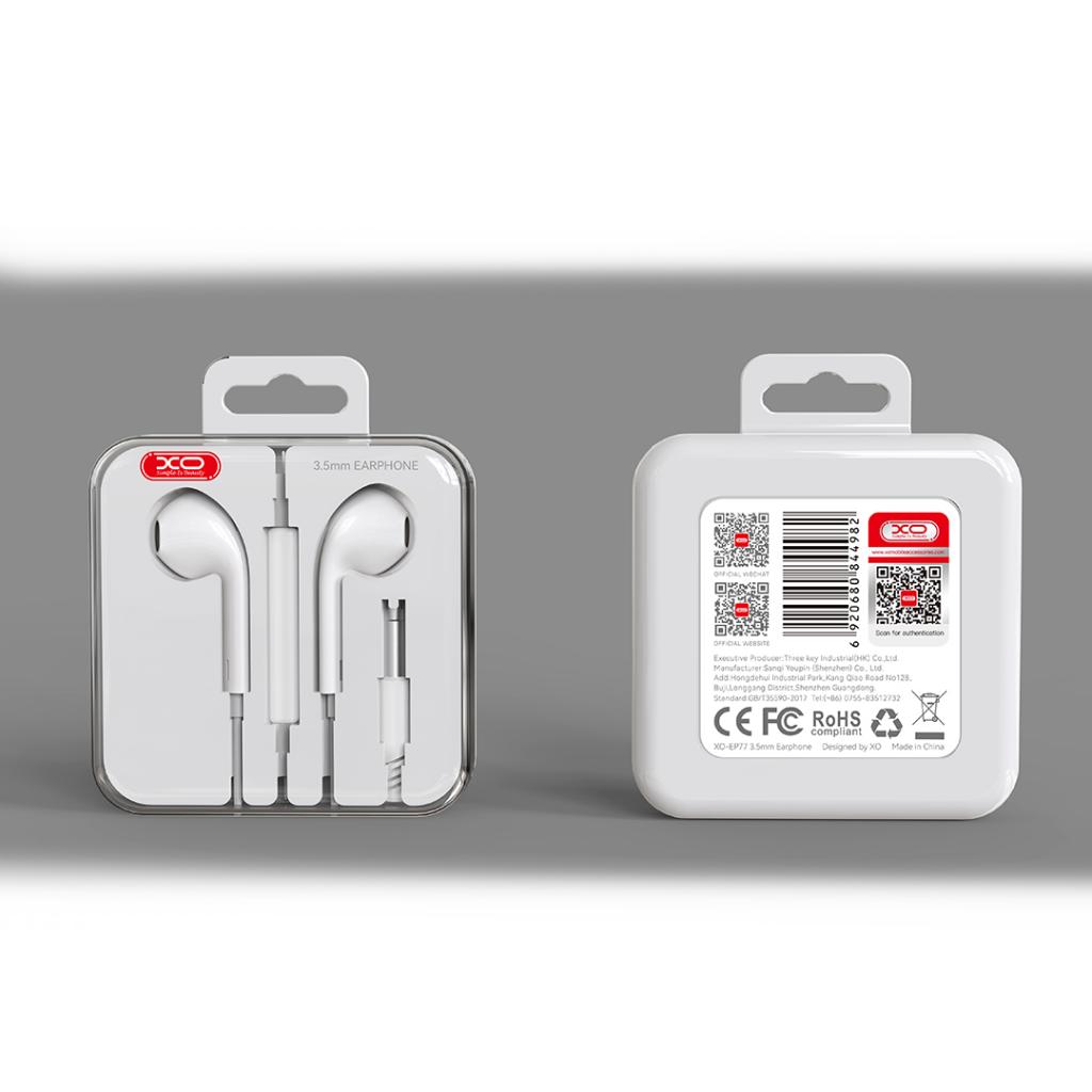 Handsfree 3.5mm XO Design EP77, Hvit