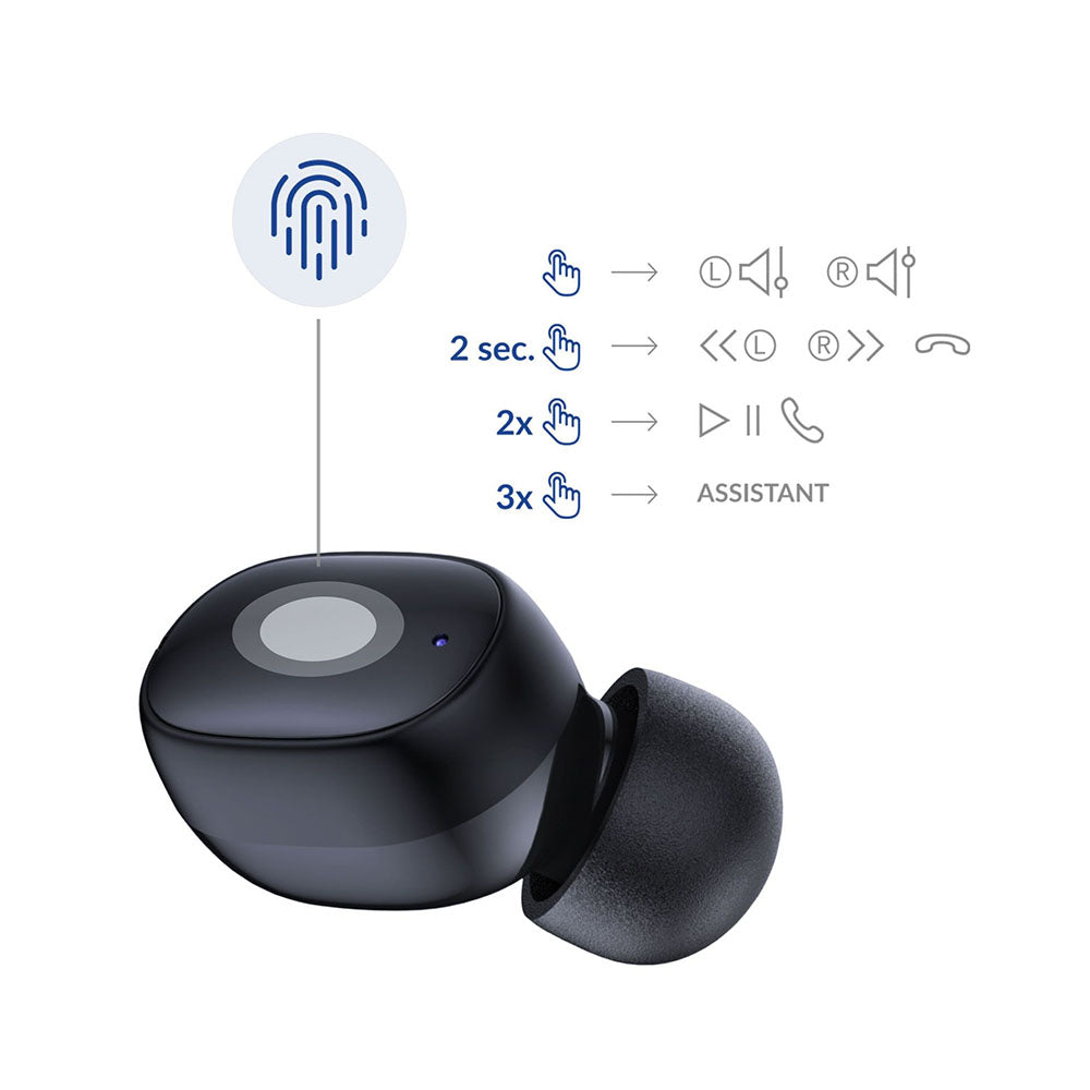 Handsfree Bluetooth 3MK FlowBuds, TWS, Svart