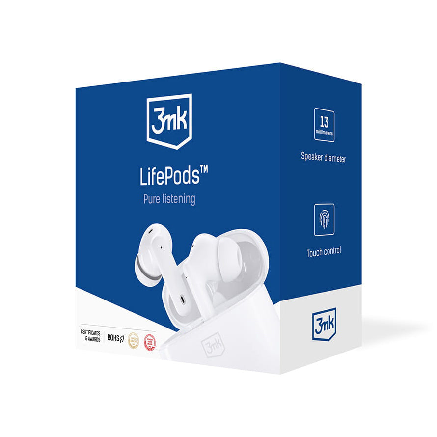 Bluetooth-håndfri 3MK LIFEPODS, TWS, ANC, Hvit