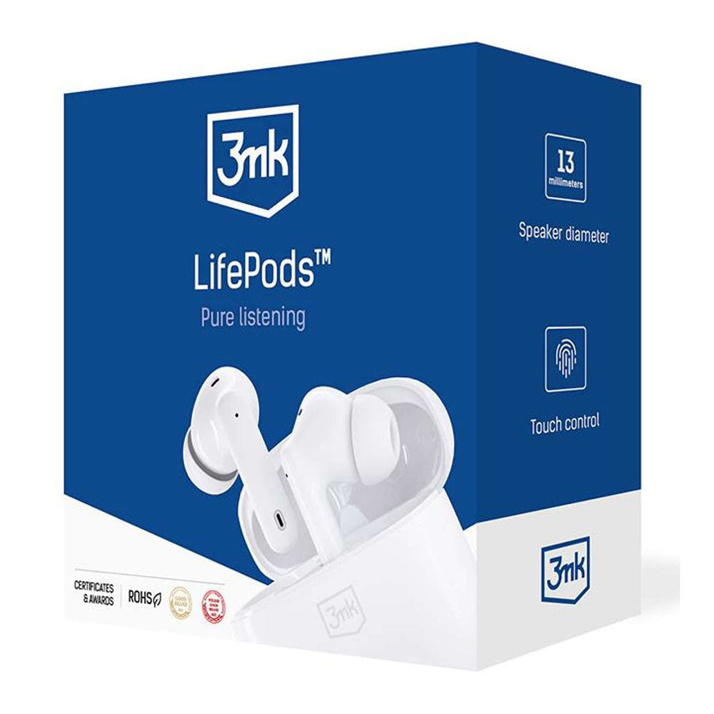 Bluetooth-håndfri 3MK LIFEPODS, TWS, ANC, Hvit