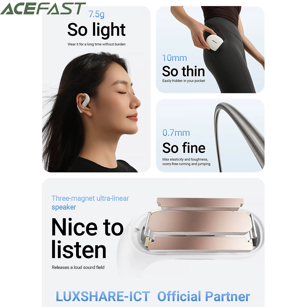 Handsfree Bluetooth Acefast FA002, TWS, Hvit