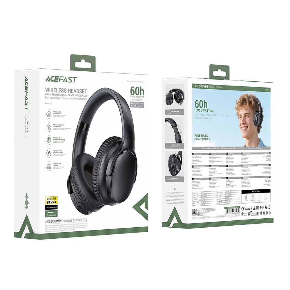 Handsfree Bluetooth Acefast H10, A2DP, Svart