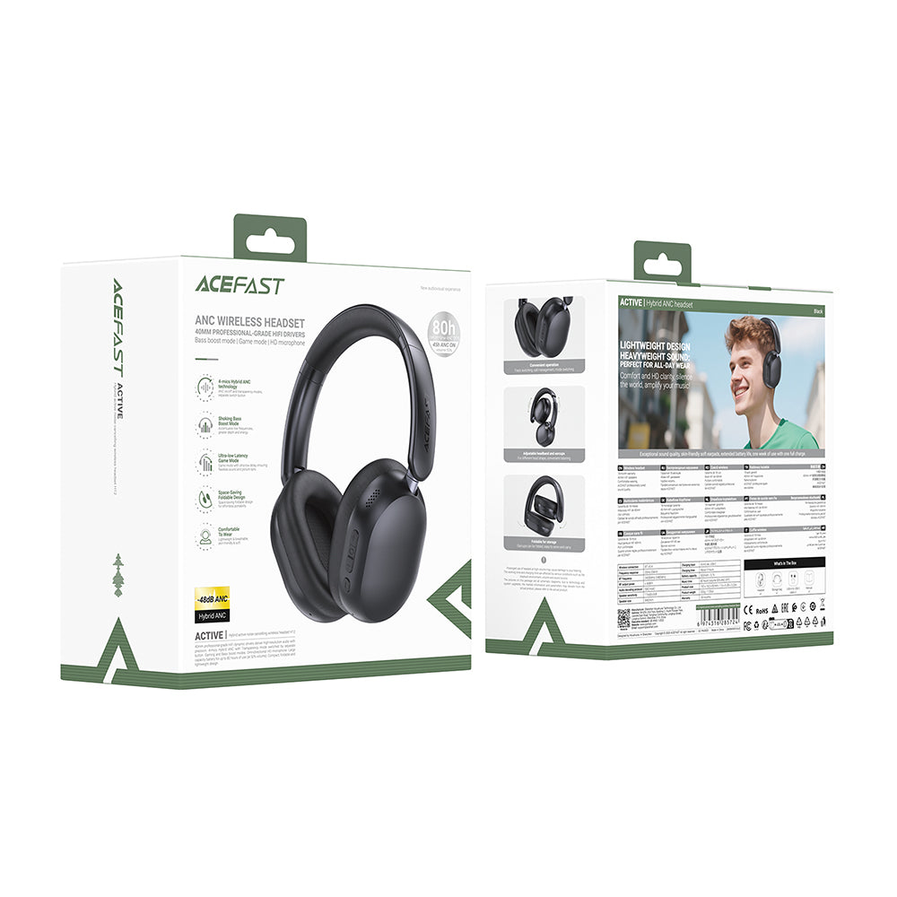 Handsfree Bluetooth Acefast H12, A2DP, ANC, Hvit