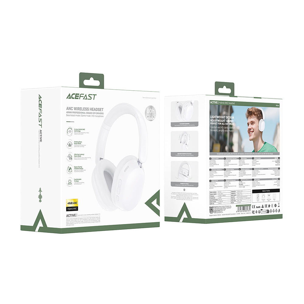 Handsfree Bluetooth Acefast H12, A2DP, ANC, Svart