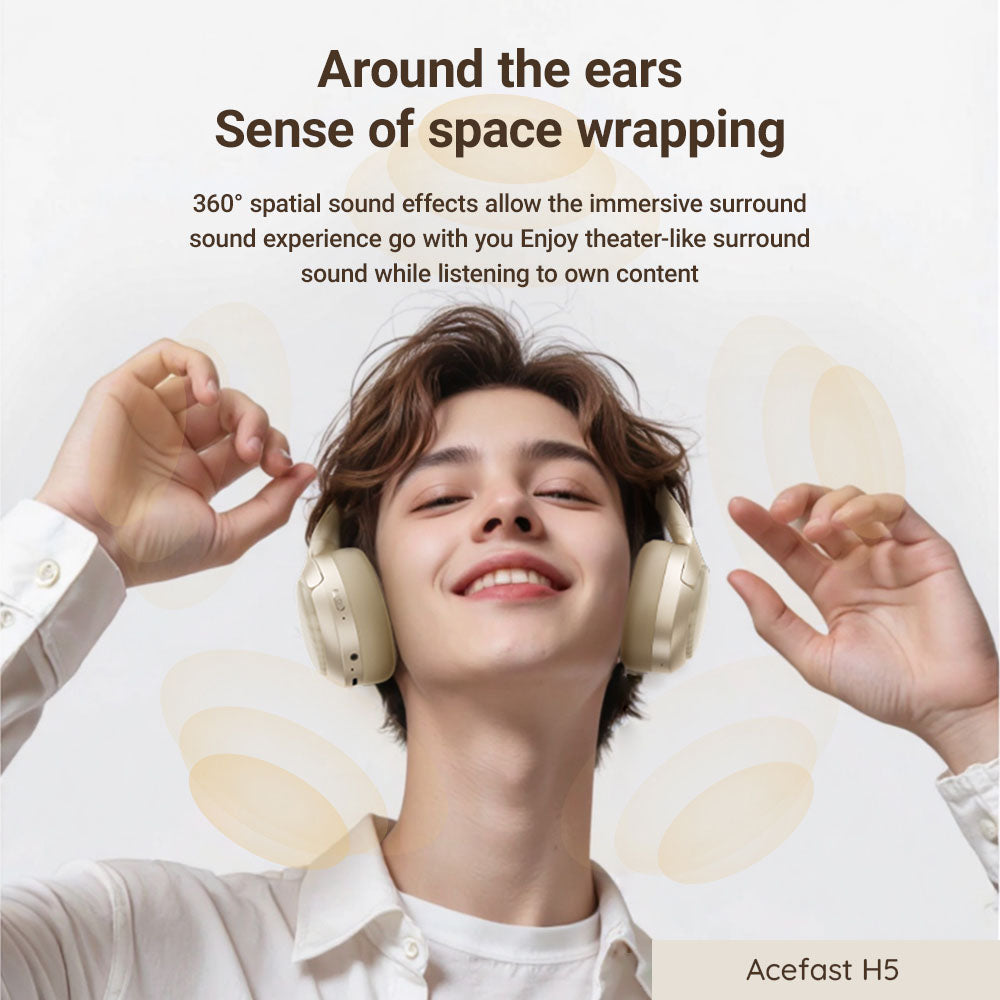 Handsfree Bluetooth Acefast H5, A2DP, ANC, Hvit