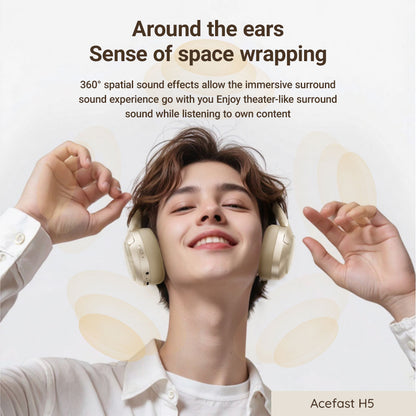 Handsfree Bluetooth Acefast H5, A2DP, ANC, Hvit