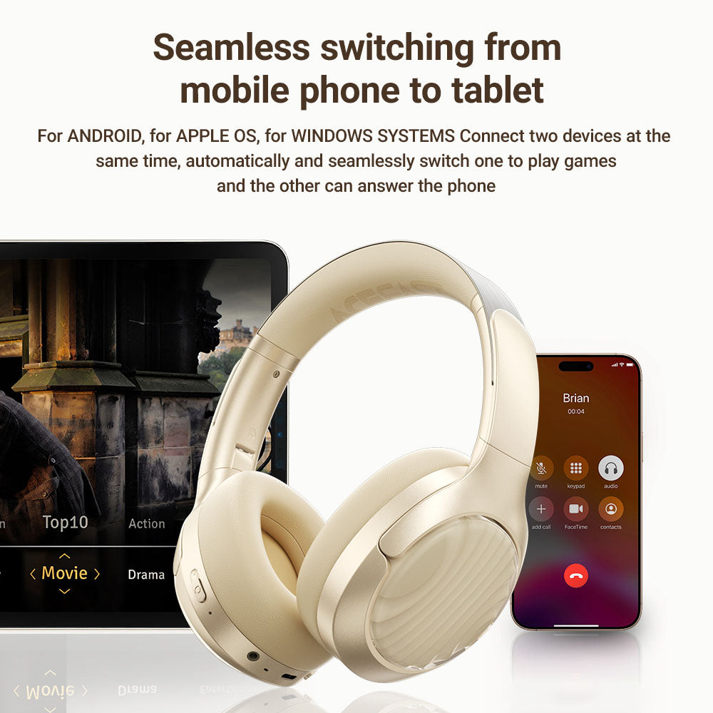 Handsfree Bluetooth Acefast H5, A2DP, ANC, Hvit