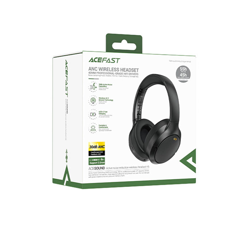 Handsfree Bluetooth Acefast H6, A2DP, ANC, Svart