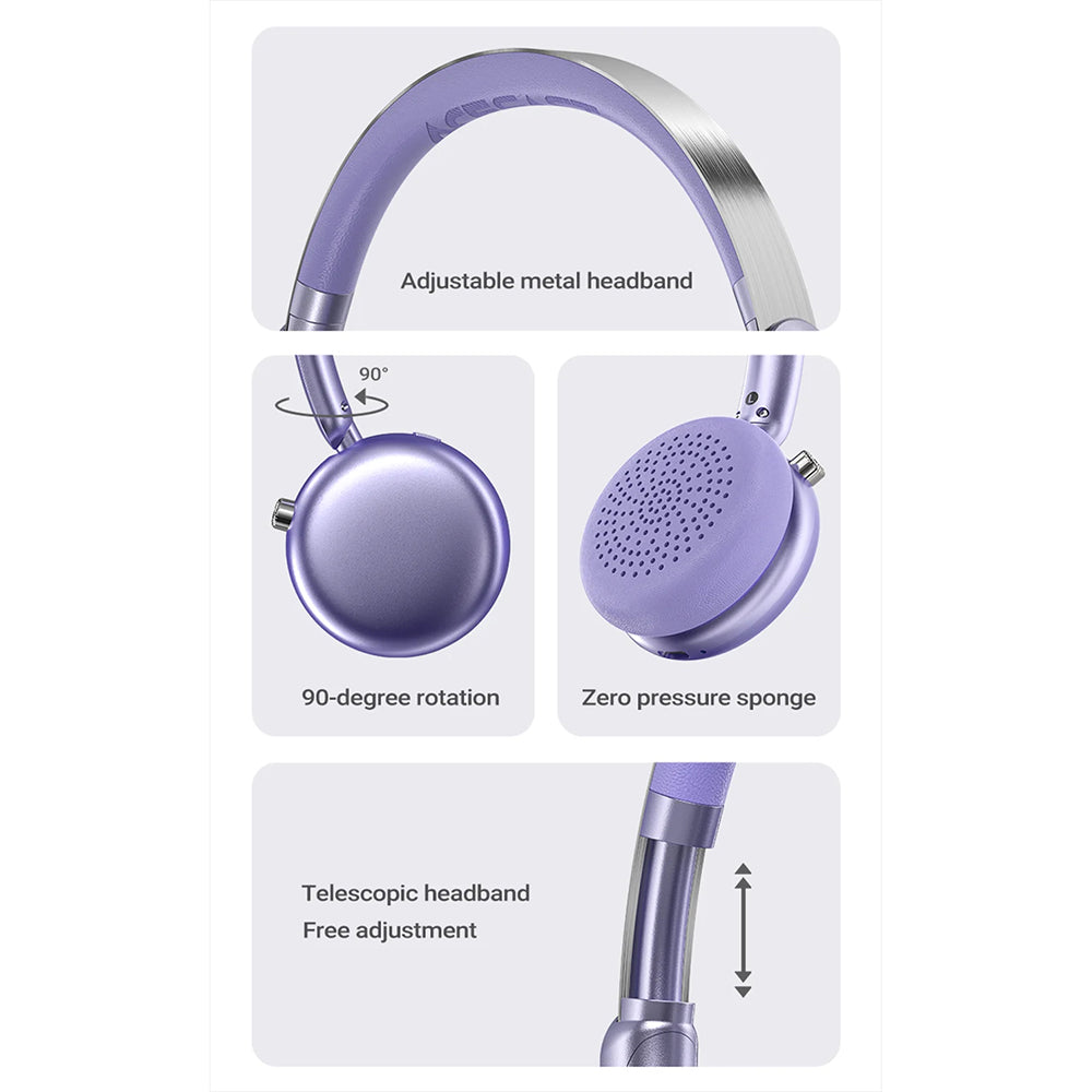 Handsfree Bluetooth Acefast H8, A2DP, ANC, Sølv