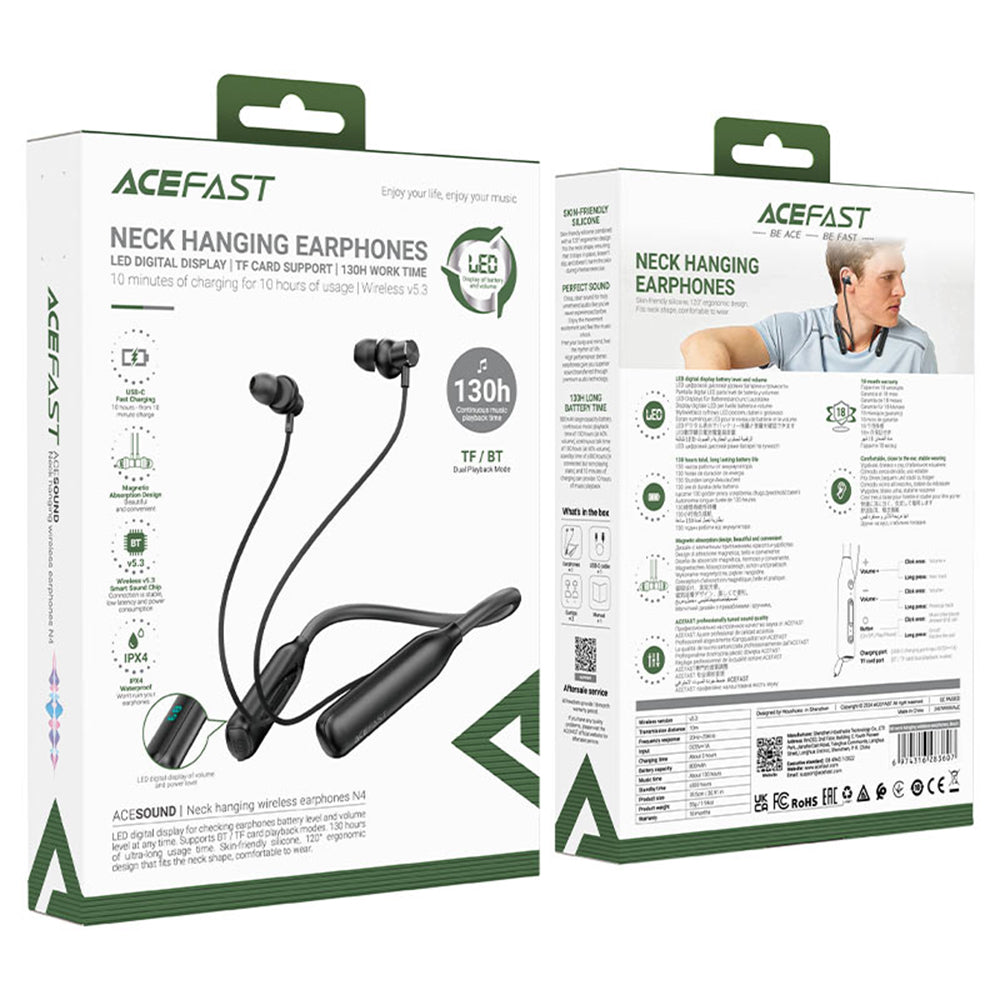 Handsfree Bluetooth Acefast N4, A2DP, Svart