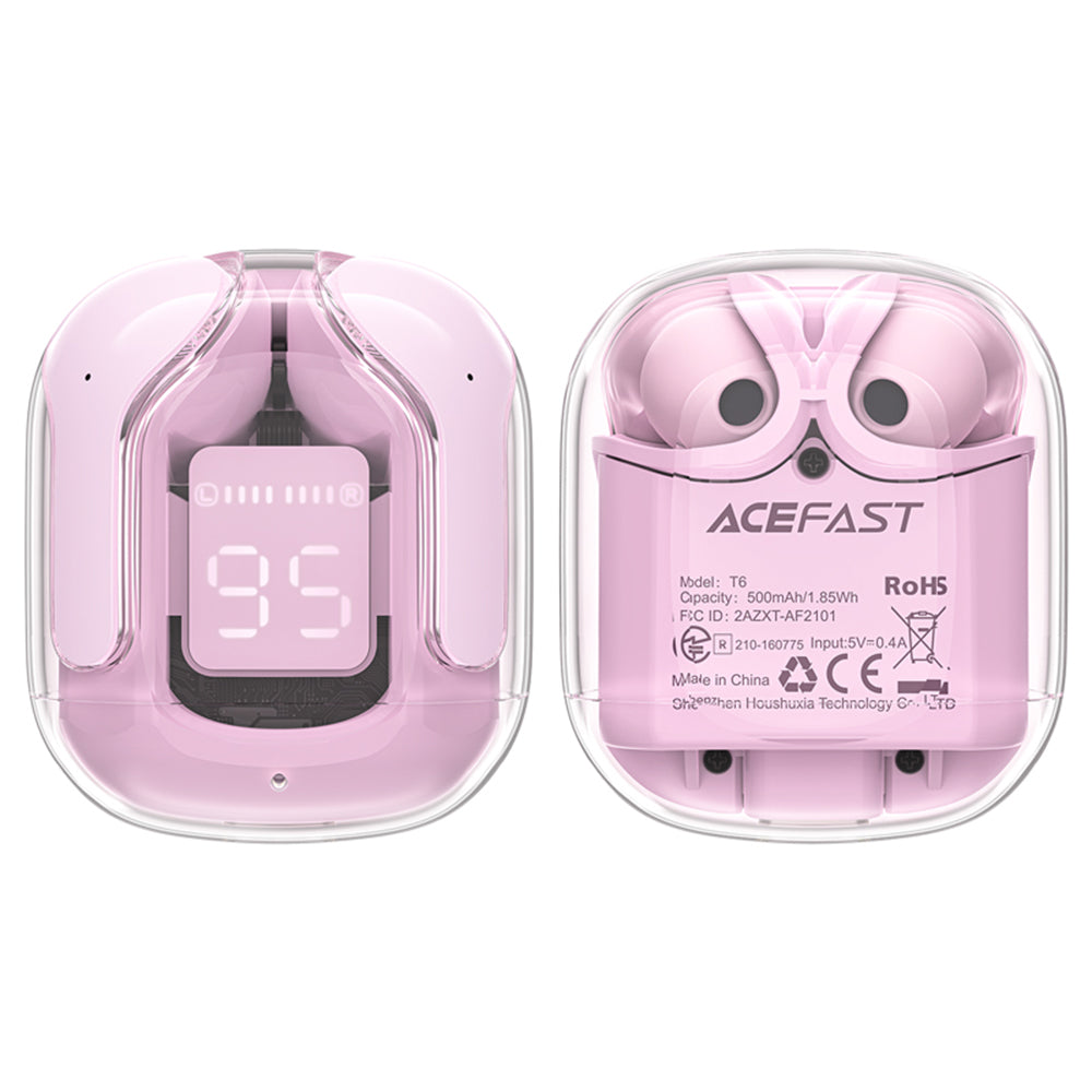 Handsfree Bluetooth Acefast T6, TWS, Rosa