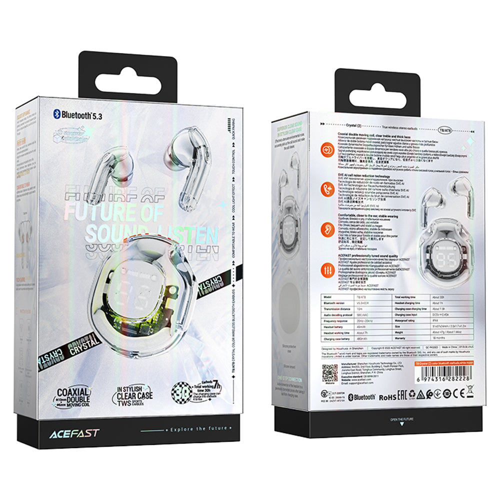 Handsfree Bluetooth Acefast T8, TWS, Hvit
