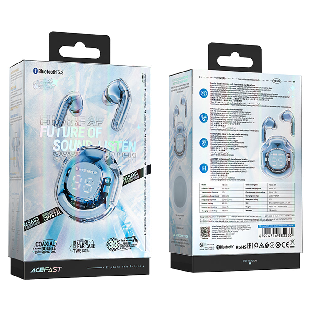 Handsfree Bluetooth Acefast T8, TWS, Blå